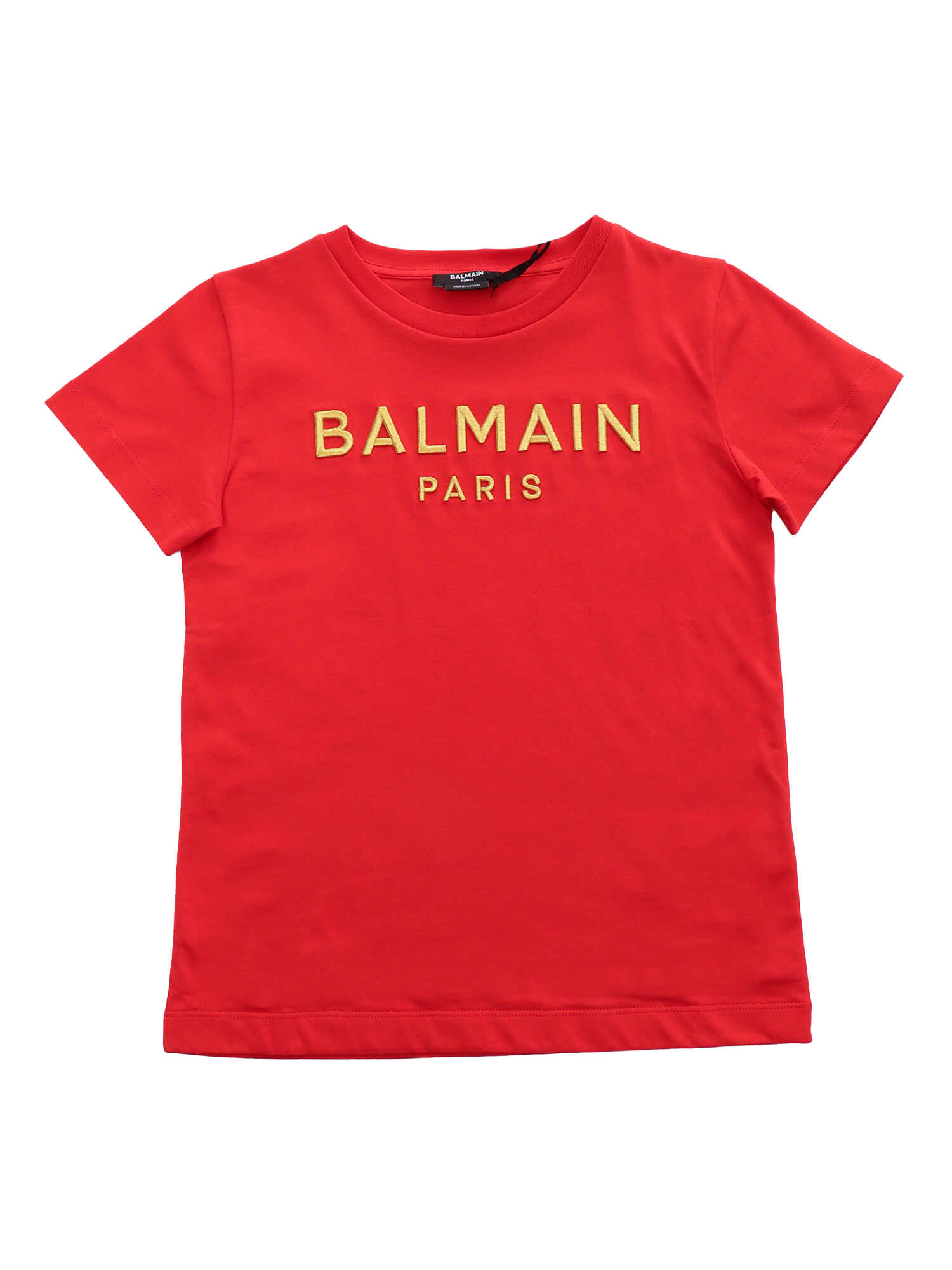Poze Balmain Gold logo T-shirt Red