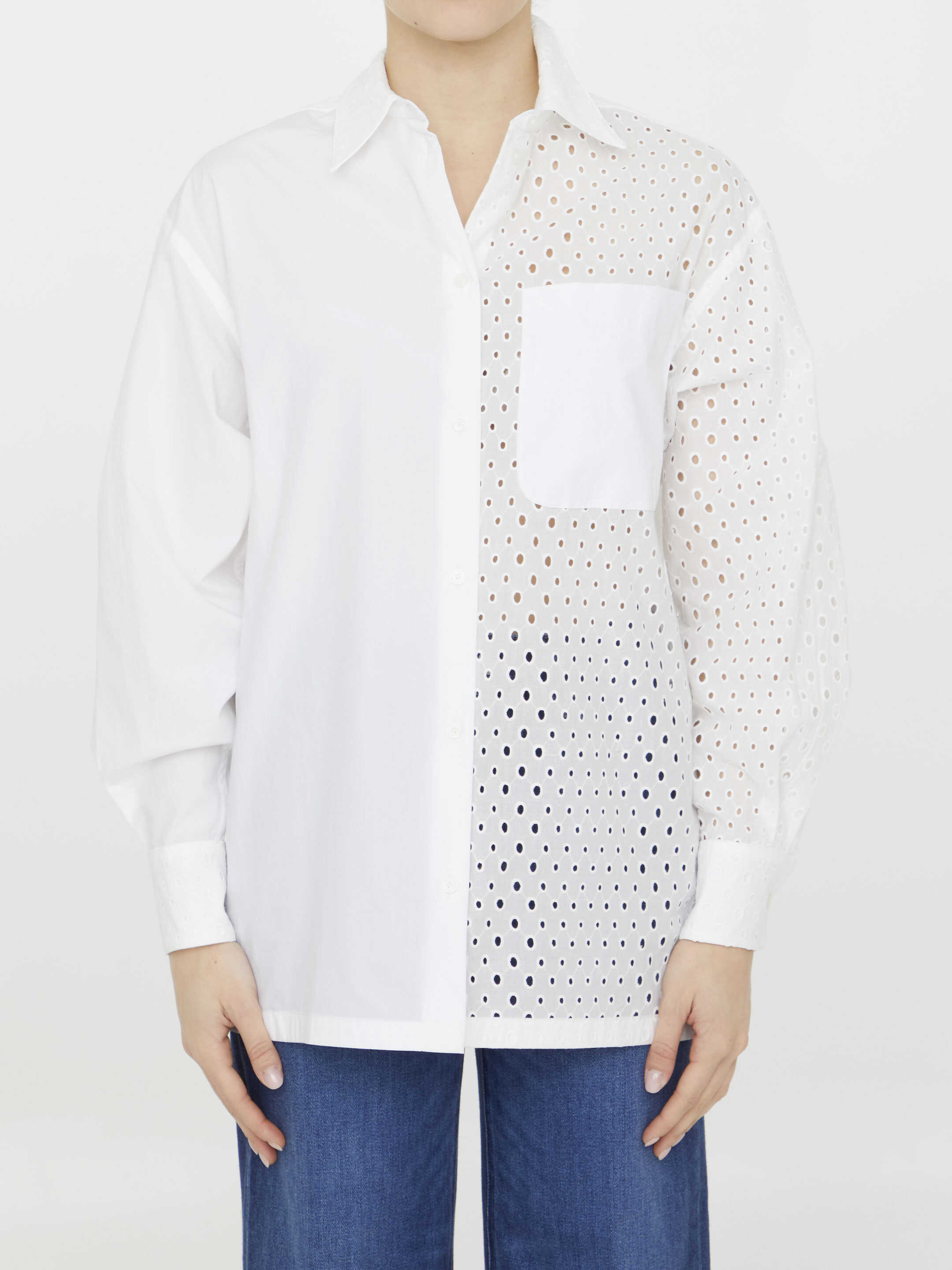 Kenzo Broderie Anglaise Cotton Shirt WHITE