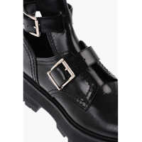 Bocanci casual Dama - Bocanci casual Alexander McQueen 3 Buckle Cut-Out Leather Booties 6Cm Black Femei (BM 9712457) - B-mall.ro