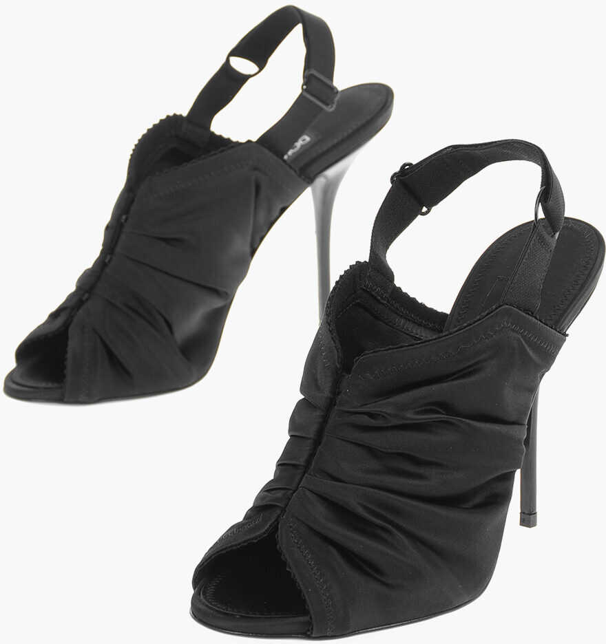 Dolce & Gabbana Stiletto Heel Keira Satin Slingback Open Toe Pumps 11Cm Black