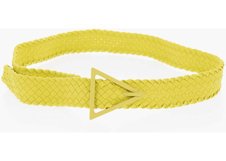Curele Bottega Veneta Braided-Rubber Triangle Belt 40Mm Green Barbati (BM 9714002) 2