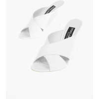 Sandale cu toc Geometric Heel Keira Leather Mules 11Cm Femei