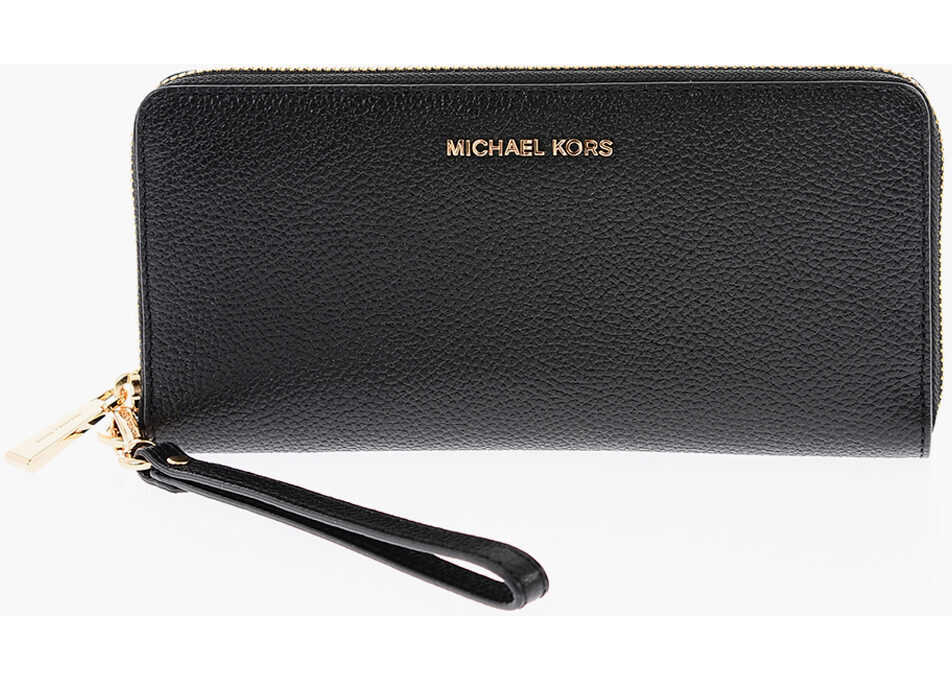 Michael Kors Textured Leather Travel Continental Wallet Black