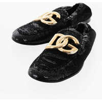 Mocasini Leather Sequined Loafers With Golden Logo Plaque Barbati