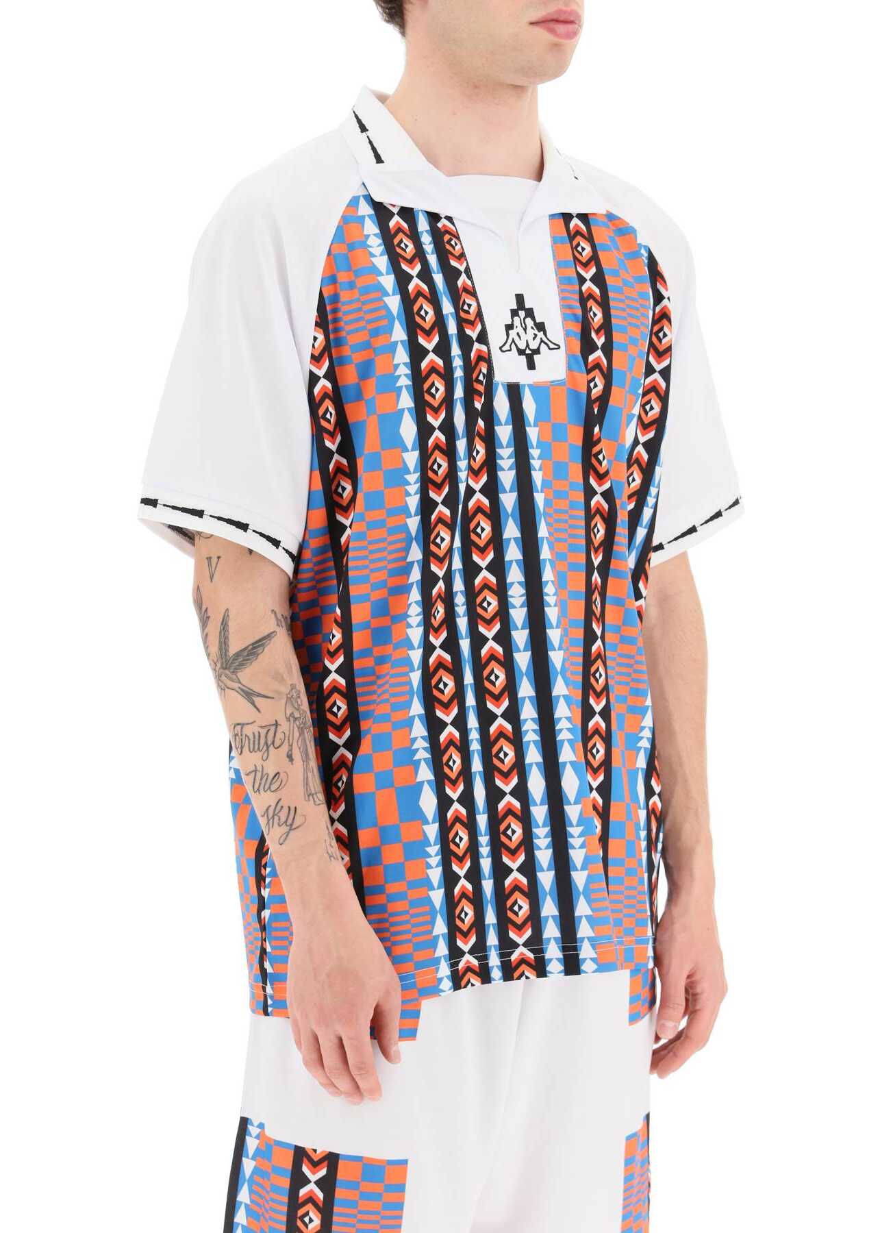 Marcelo Burlon Aop Folk Kappa Soccer Polo Shirt WHITE MULTI