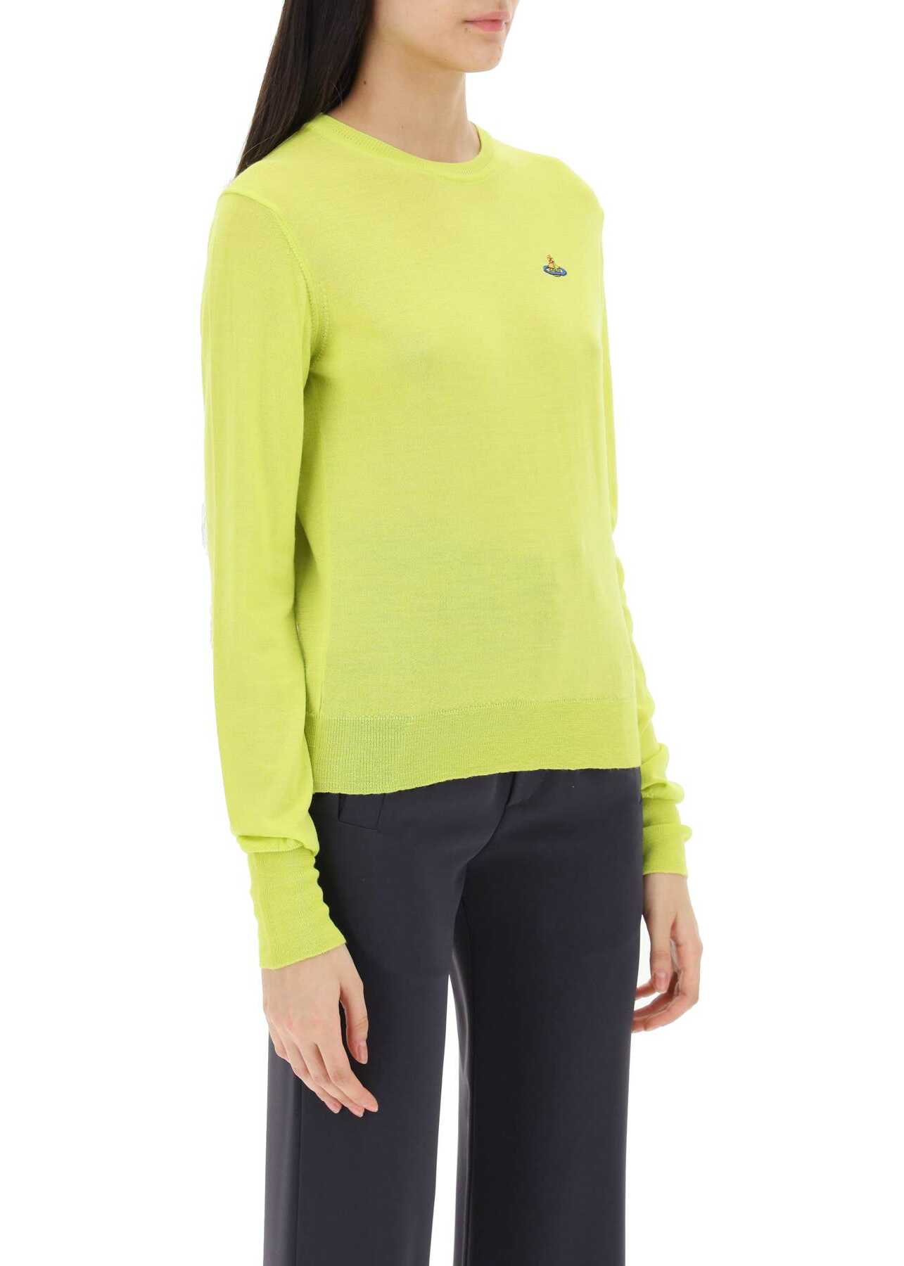 Vivienne Westwood Orb Embroidery Sweater NEON YELLOW