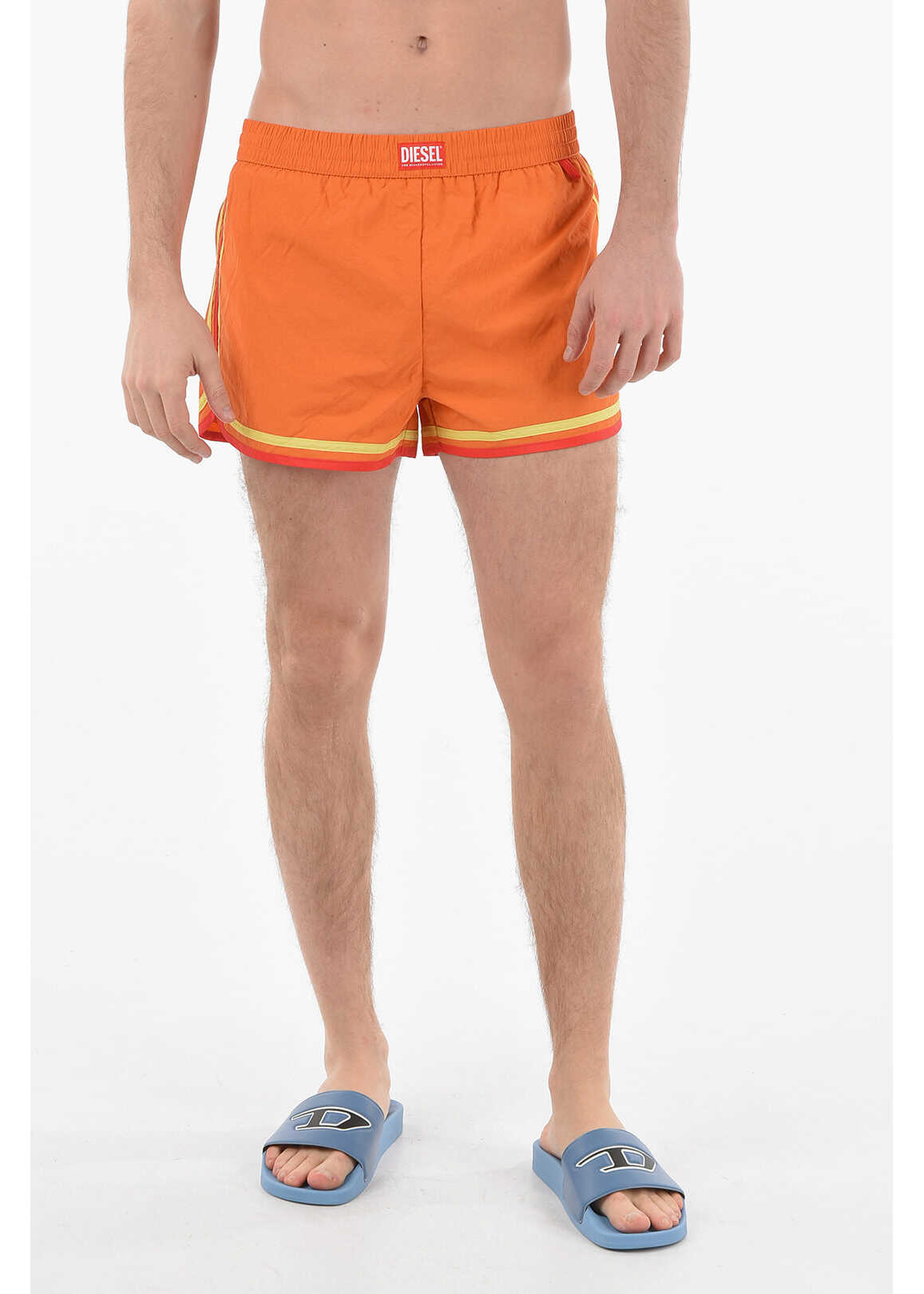 Diesel Red Tag Nylon Bmbx-Reef-30 Swim Shorts With Contrasting Band Orange