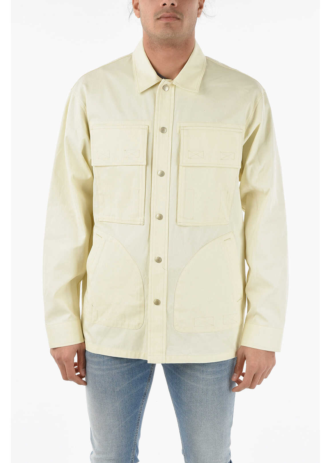 Diesel Double Breast Pockets Cotton S-Derr Overshirt Beige