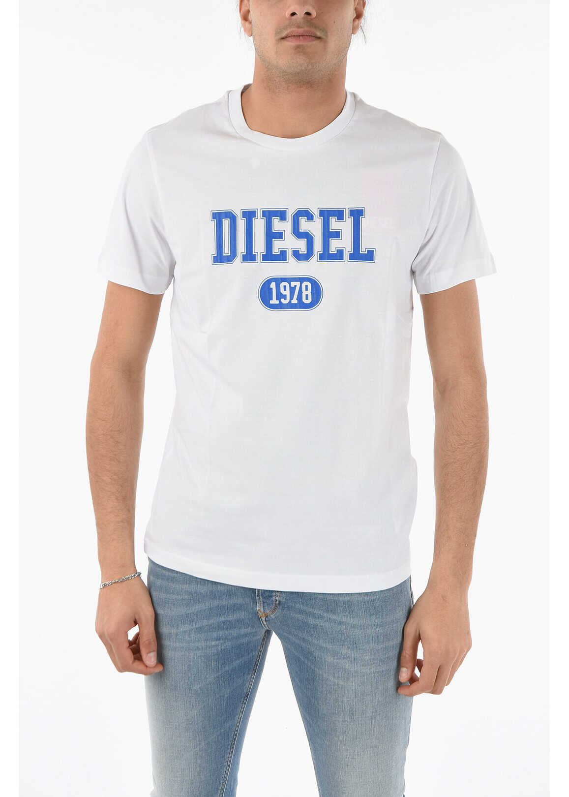 Diesel Cracked Logo T-Diegor-K46 Crew-Neck T-Shirt White