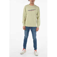 Tricouri Diesel pentru Barbati - Tricouri Diesel Red Tag Long Sleeve T-Just-Ls-Ind Crew-Neck T-Shirt Beige Barbati (BM 9721763) - B-mall.ro