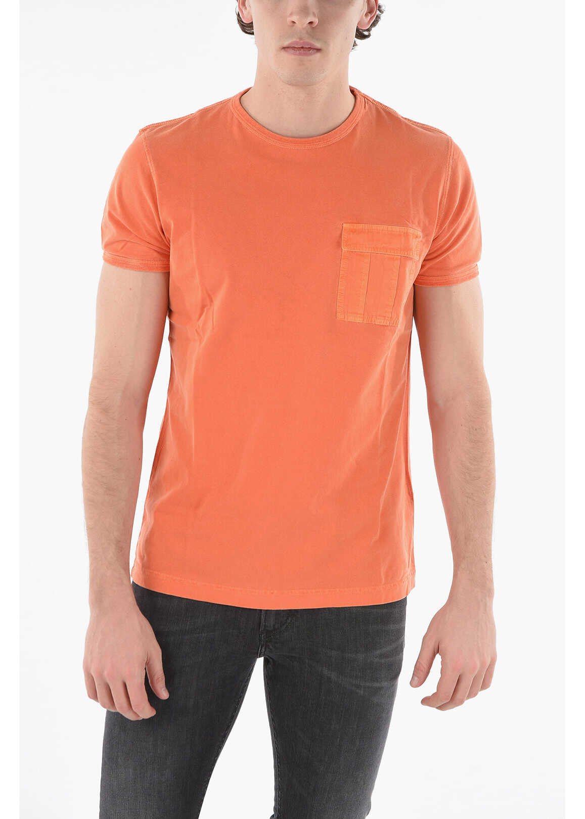 Diesel Solid Color T-Dieringy T-Shirt With Breast Pocket Orange