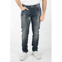 Blugi slim fit Straight-Leg Slim-Fit Denims With Vintage Effect And Logo Le Barbati