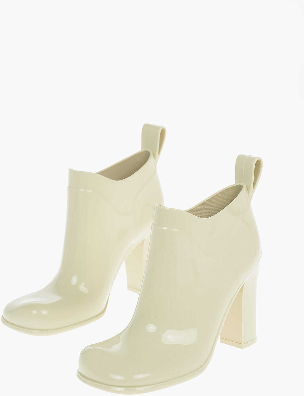 Bottega Veneta Shiny--Rubber Shine Ankle Boots With Squared-Toe White