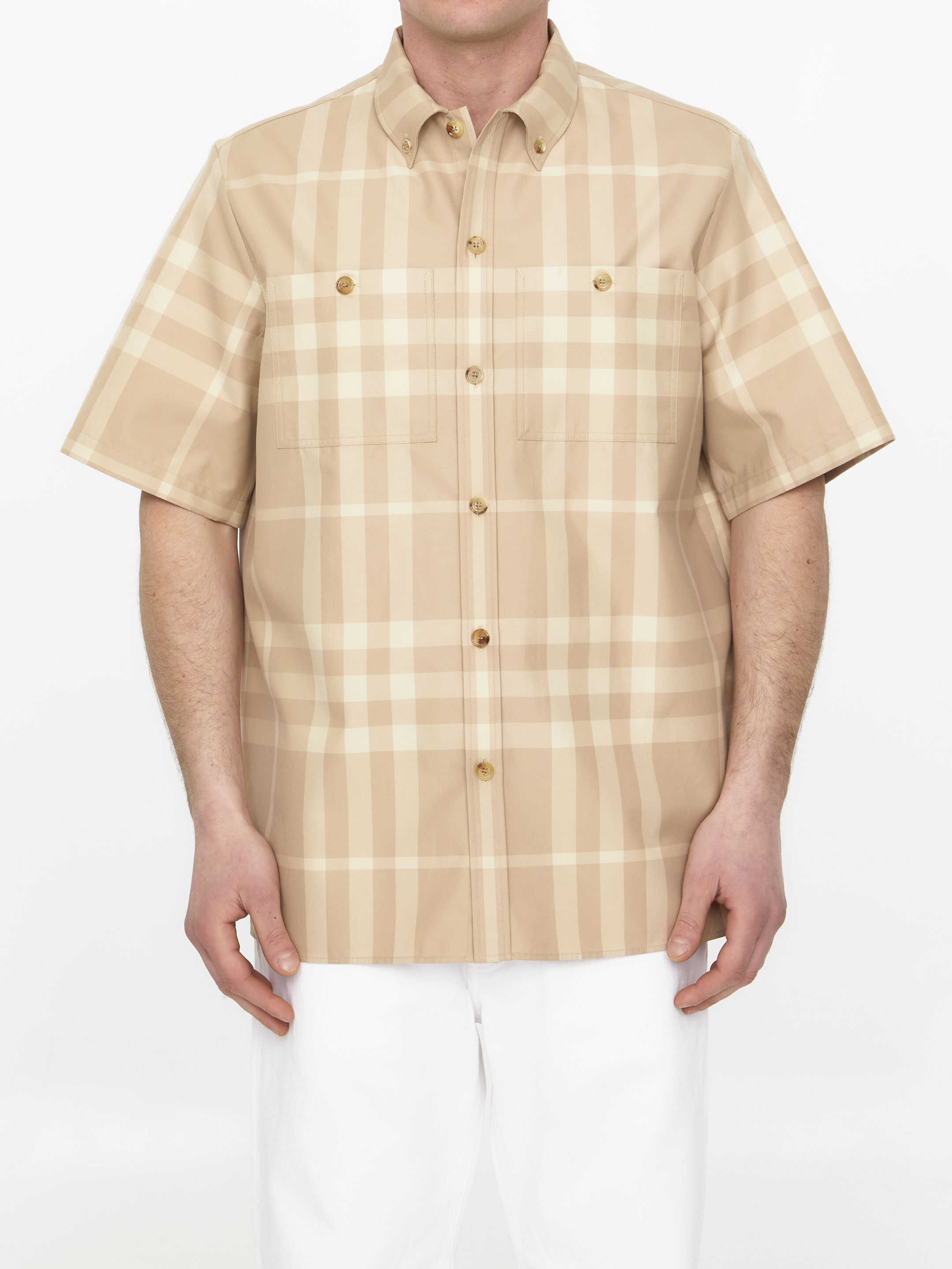 Burberry Check Cotton Shirt BEIGE