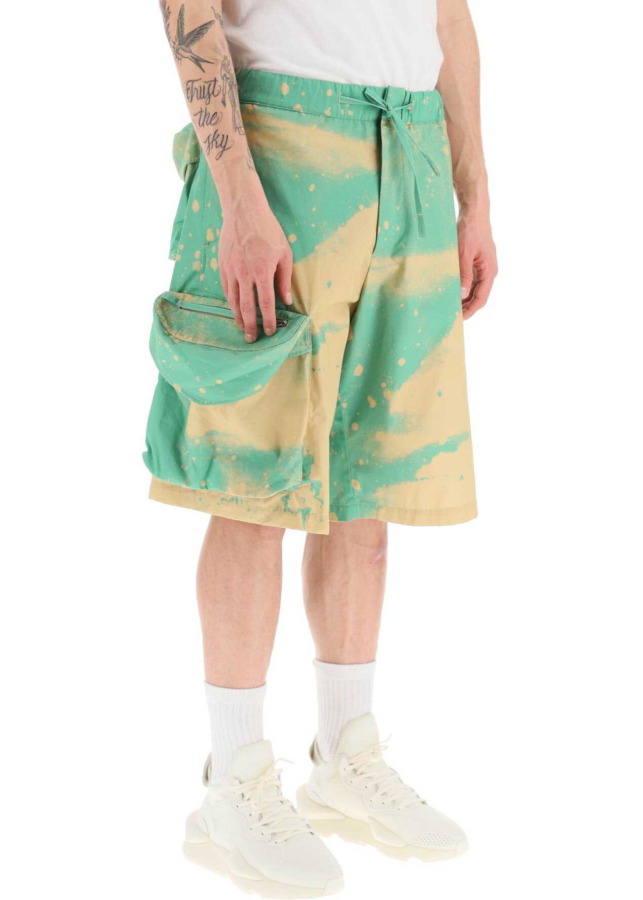 OAMC Smudge Oversized Shorts With Maxi Pockets GREEN