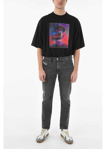 Blugi slim fit Diesel Library Mid Waist Strukt Slim Fit Jeans 16Cm Black Barbati (BM 9728156) 4