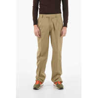 Pantaloni eleganti Cotton-Poplin Single-Pleated Pants With Relax Fit Barbati