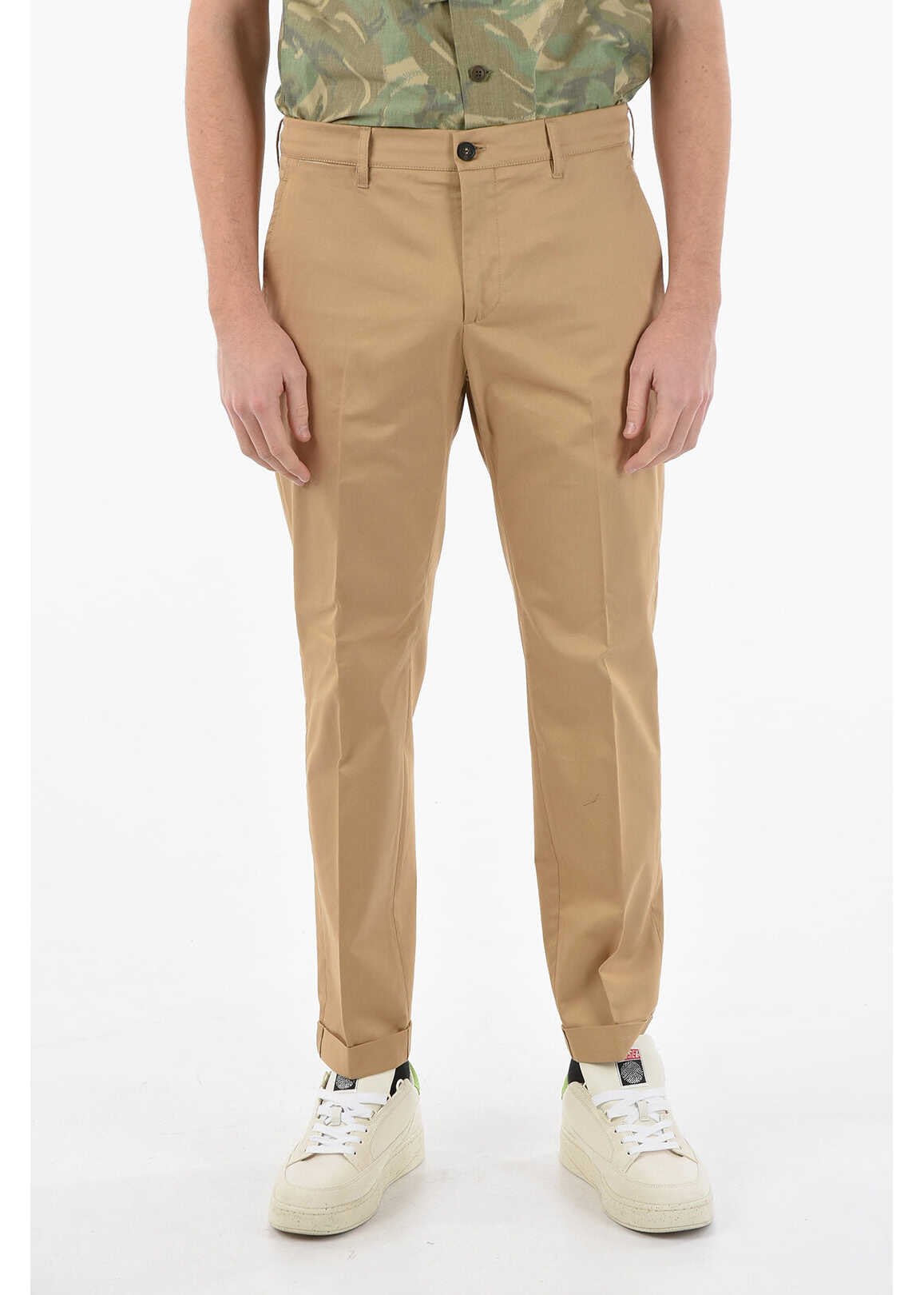 Golden Goose Stretch Cotton M-Valesana Chino Pants With Logo Beige