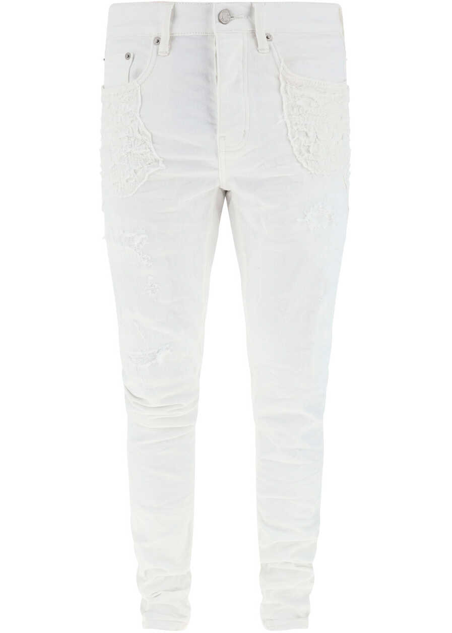 PURPLE BRAND Jeans WHITE QUILTED DESTROY POCKET