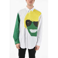 Camasi casual Cotton-Poplin Shirt With Kenzo Hommage Print Barbati
