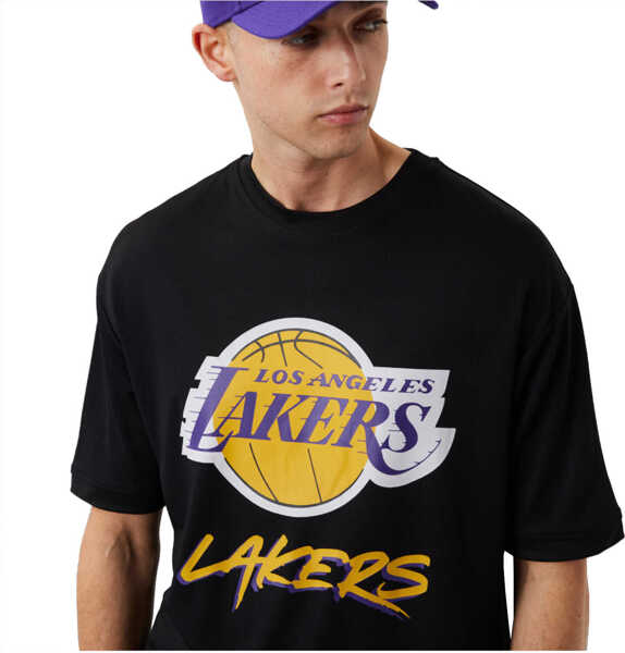 Tricouri New Era NBA Los Angeles Lakers Script Mesh Tee Black Barbati (BM 9730721) 2