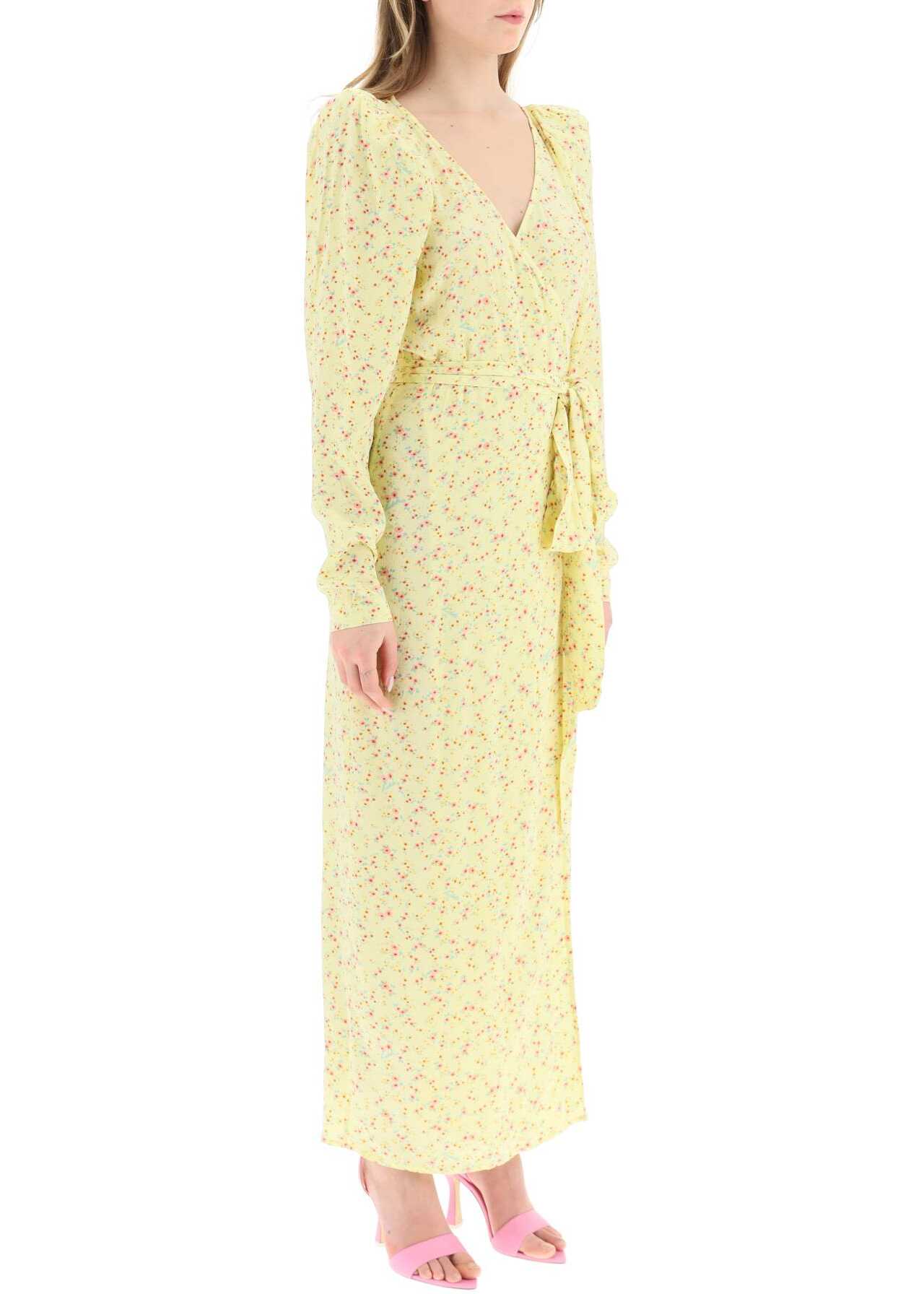 ROTATE Birger Christensen \'Bridget\' Jacquard Long Dress YELLOW PEAR