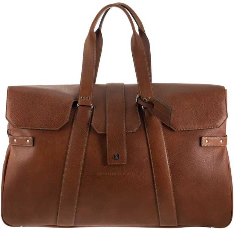 Brunello Cucinelli Leather Travel Bag BROWN