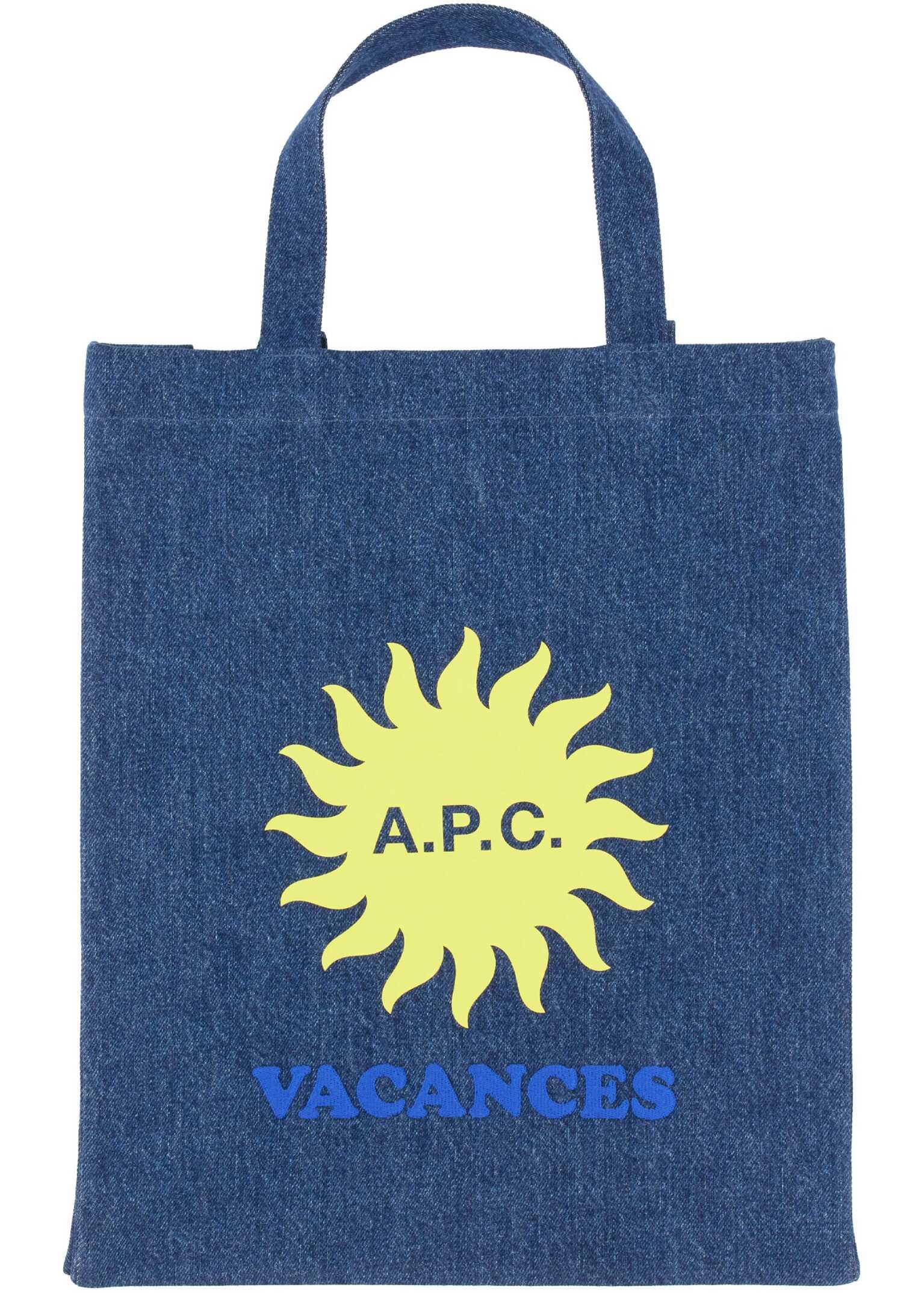 A.P.C. Denim Tote Bag With Print BLUE