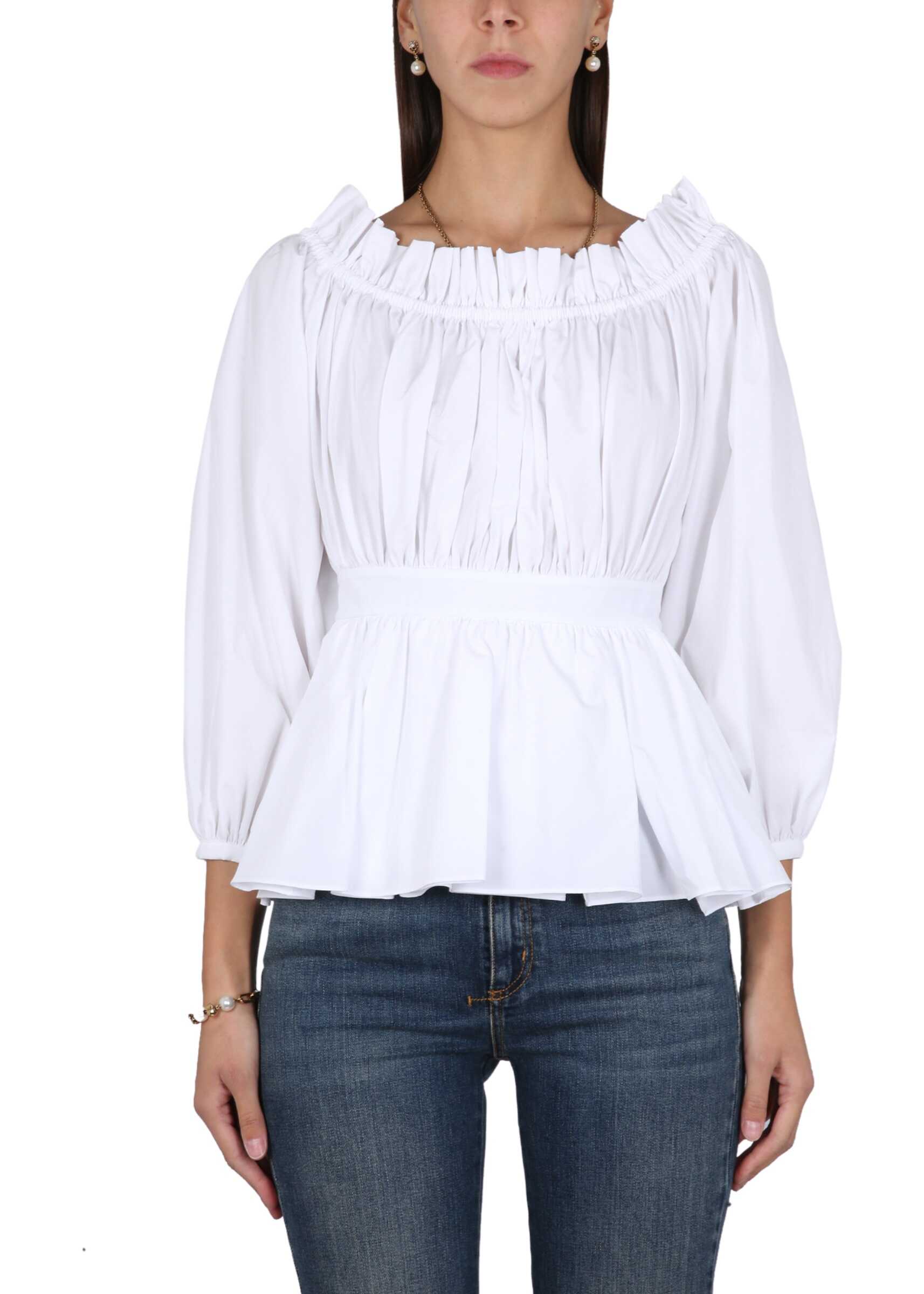 Alexander McQueen Cotton Poplin Top WHITE