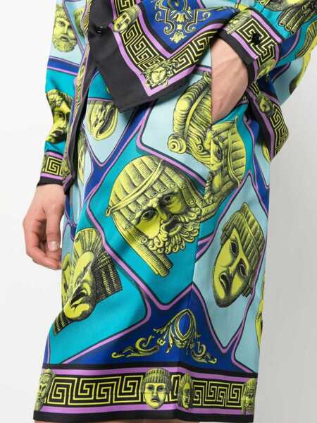 Pantaloni scurti Versace Silk Shorts The Masks GREEN Barbati (BM 9734930) 5