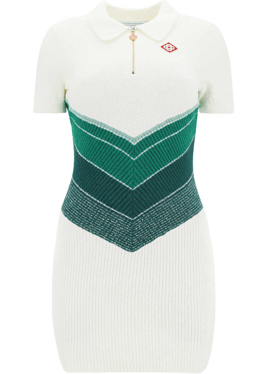 Casablanca Polo Dress GREEN/WHITE