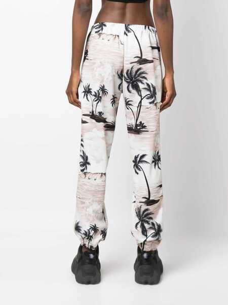 Pantaloni casual Palm Angels Island Print Pants BEIGE Femei (BM 9735647) 4
