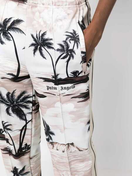 Pantaloni casual Palm Angels Island Print Pants BEIGE Femei (BM 9735647) 5
