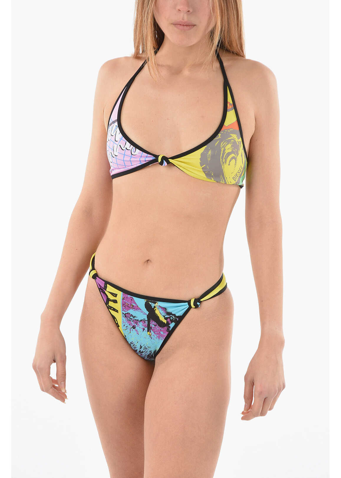 Diesel Patterned Bfbk-Oly-Emy Bikini With Knotted Design Multicolor