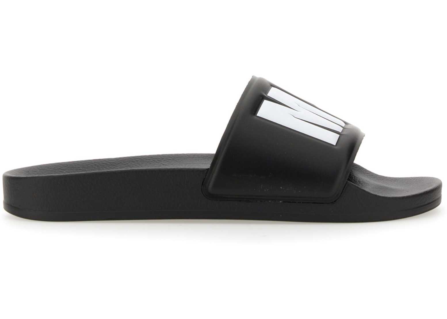 MSGM Slipper Slide With Logo BLACK