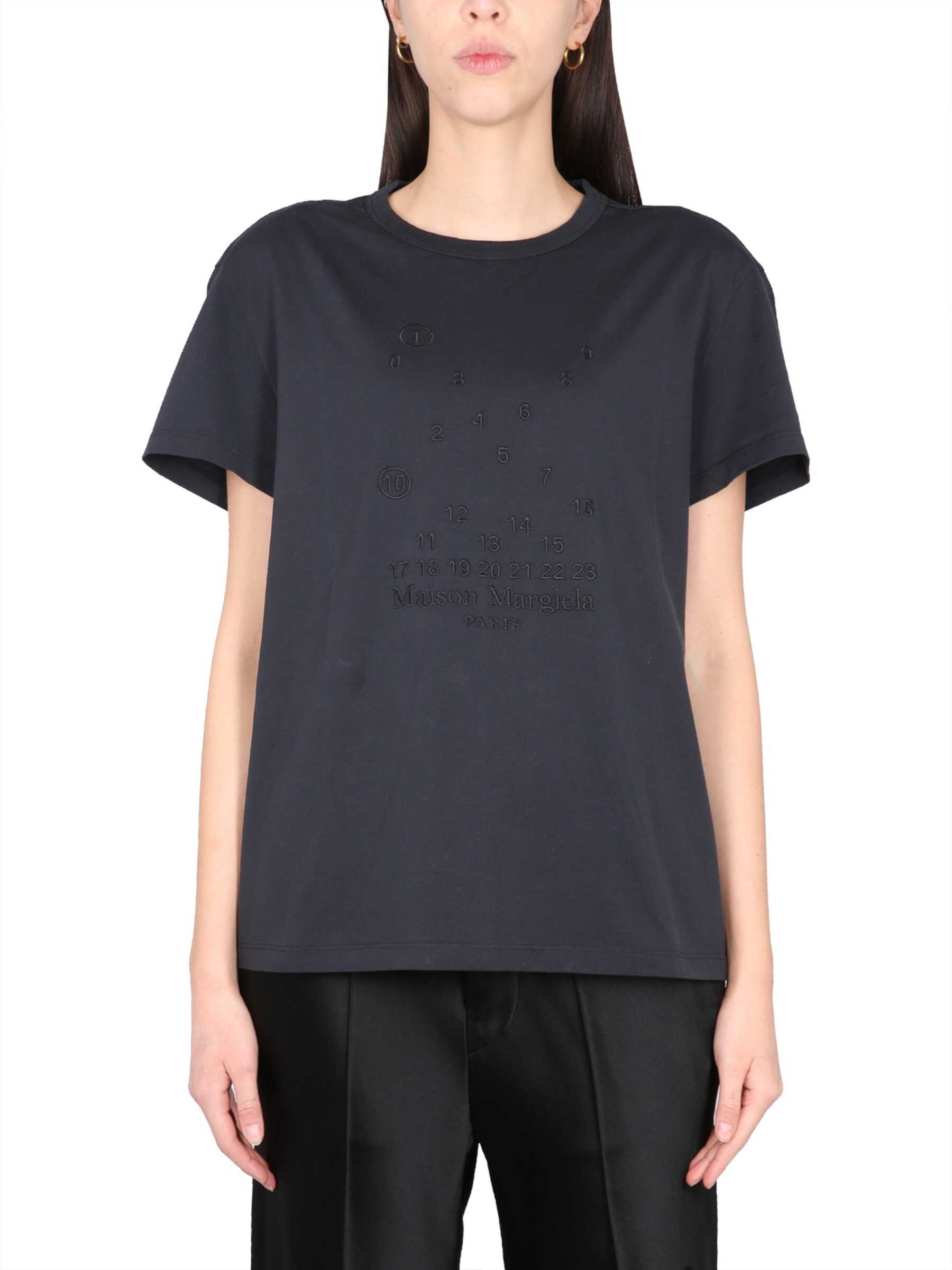 Maison Margiela T-Shirt With Logo Embroidery BLACK