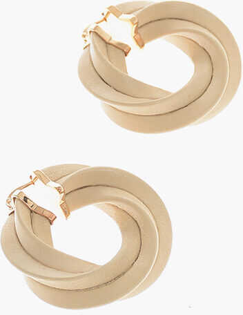 Bottega Veneta Soft-Leather Twisted Hoop Earrings Beige image9