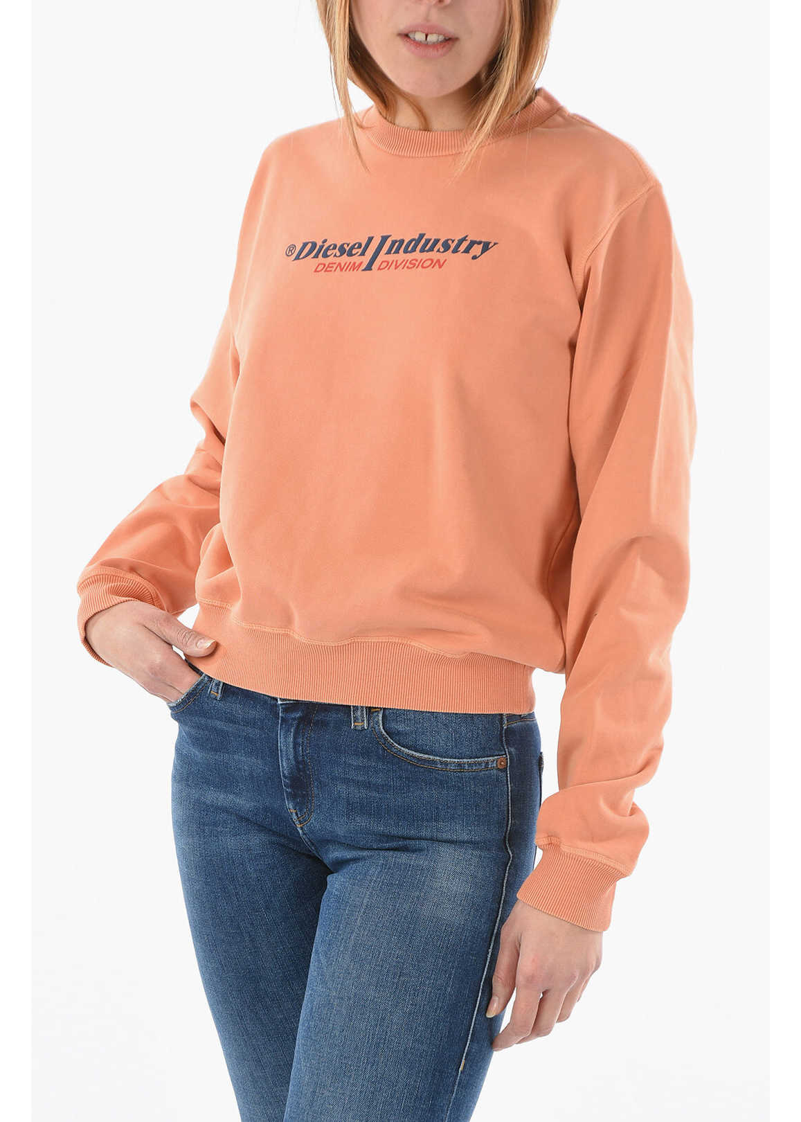 Diesel Red Tag Embossed Logo F-Reggy-Ind Crew-Neck Sweatshirt Orange