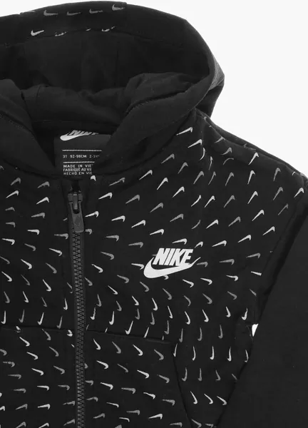 Bluze de trening Nike All Over Logo Printed Sweatshirt With Zip Closure Black Baieti (BM 9742589) 2