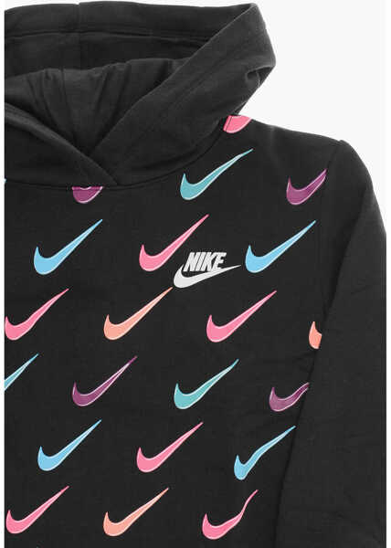 Bluze de trening Nike All Over Logo Printed Brushed Cotton Hoodie Black Baieti (BM 9742793) 2