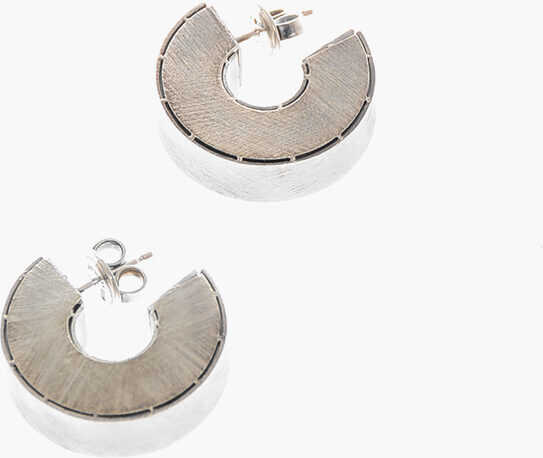 Bottega Veneta Brushed-Silver Loop Hoop Earrings Silver image10
