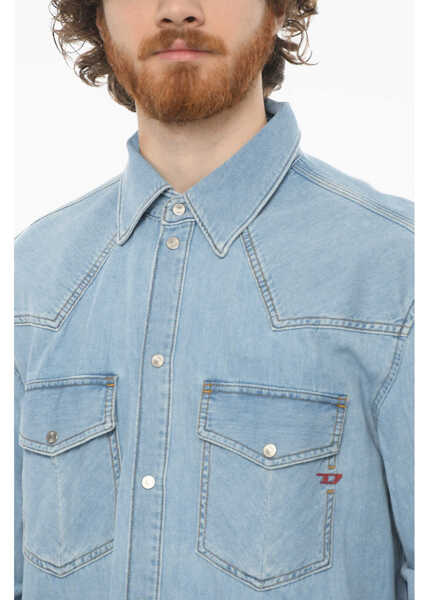 Camasi de blugi Diesel Library Snap Button Ocean Denim Shirt Light Blue Barbati (BM 9743144) 3