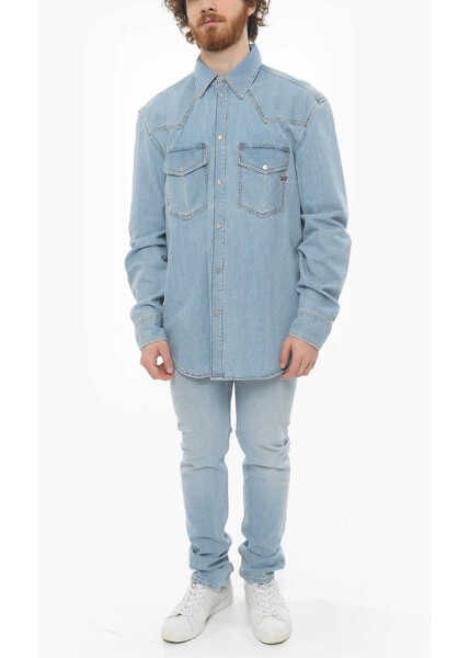 Camasi de blugi Diesel Library Snap Button Ocean Denim Shirt Light Blue Barbati (BM 9743144) 4