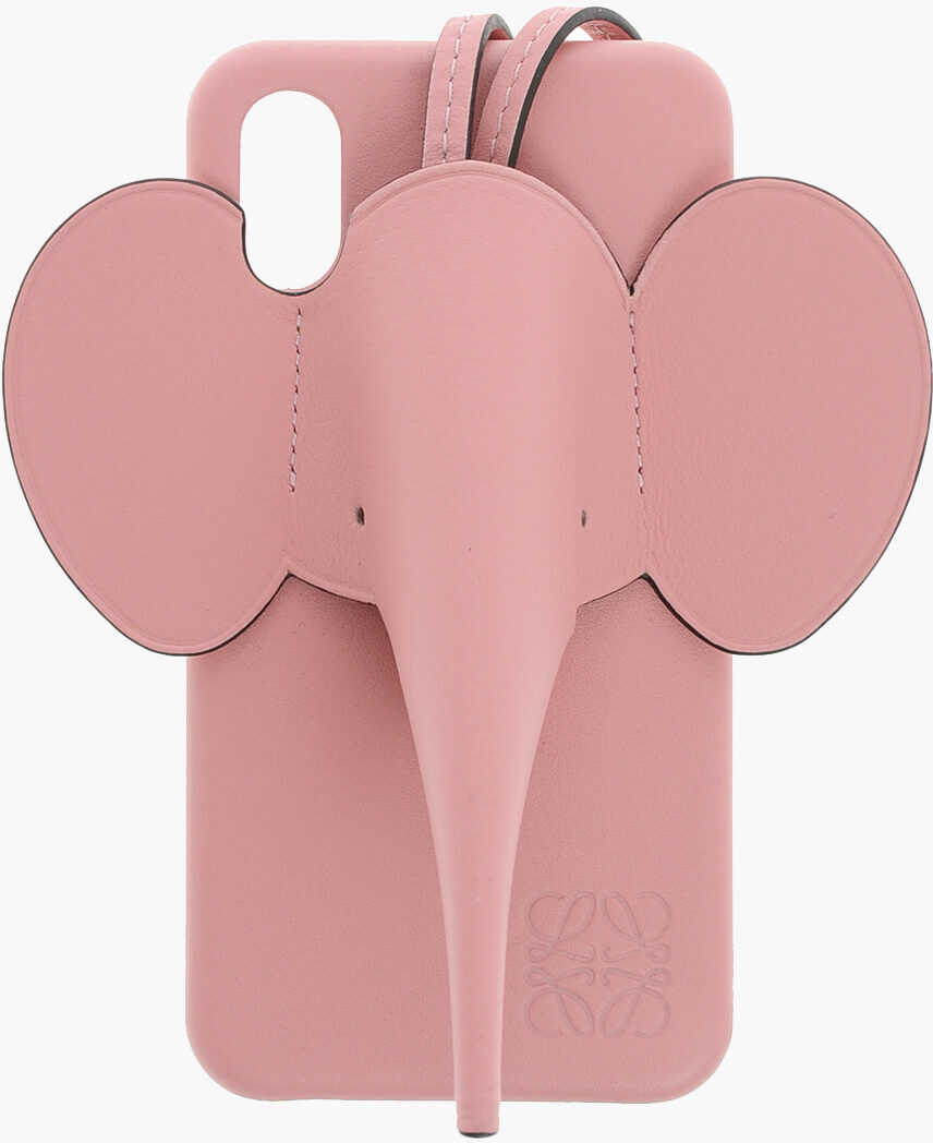 Loewe Grained-Leather Elephant Iphone Xs Case With Detachable Stra Pink