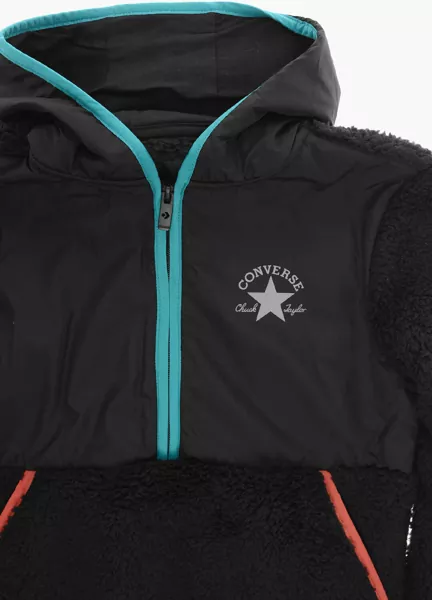 Jachete Converse All Star Chuck Taylor Faux Fur Jacket With Maxi Pocket Front Black Baieti (BM 9744194) 2