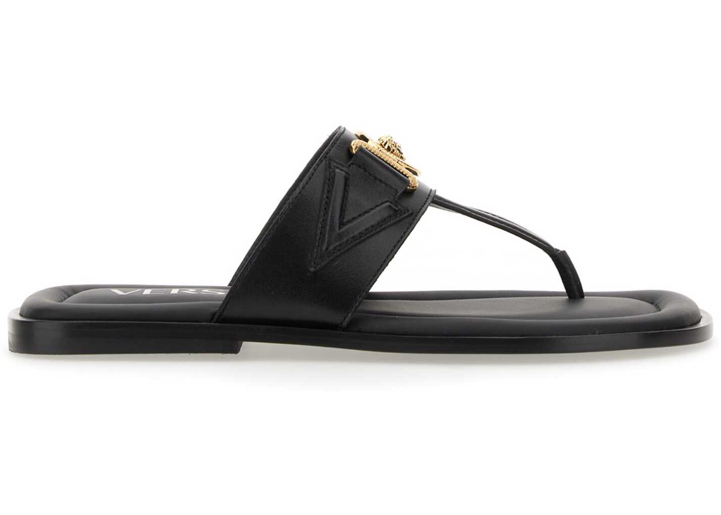 Versace Leather Thong Sandal BLACK