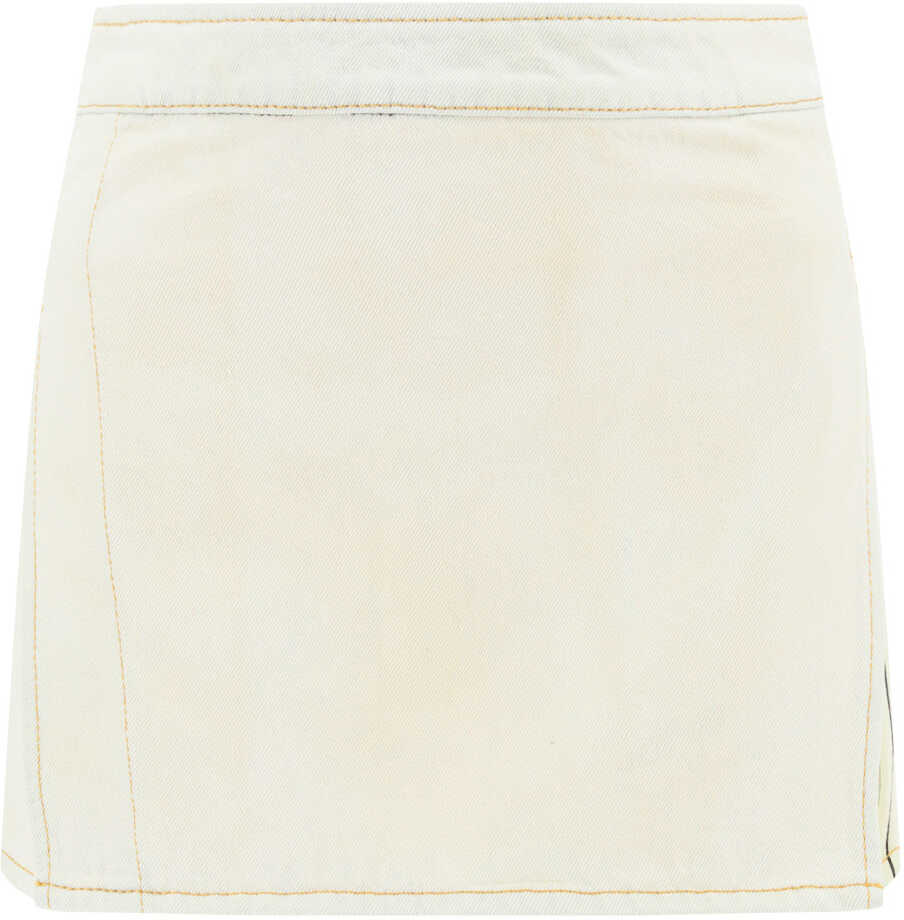 Palm Angels Bull Denim Mini Skirt OFF WHITE