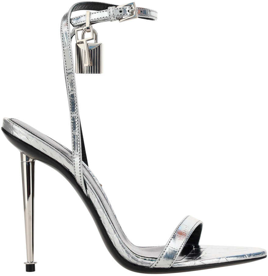 Tom Ford Padlock Sandals SILVER