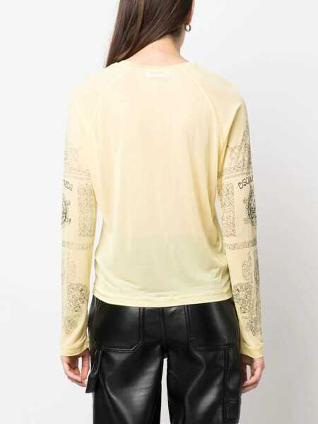Tricouri DSQUARED2 Logo Print T-Shirt YELLOW Femei (BM 9746336) 4