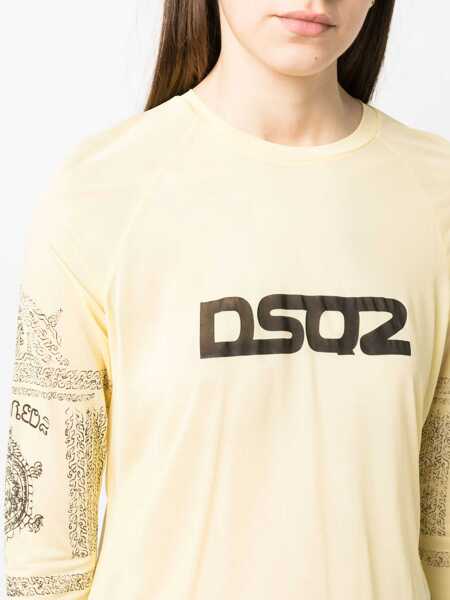 Tricouri DSQUARED2 Logo Print T-Shirt YELLOW Femei (BM 9746336) 5